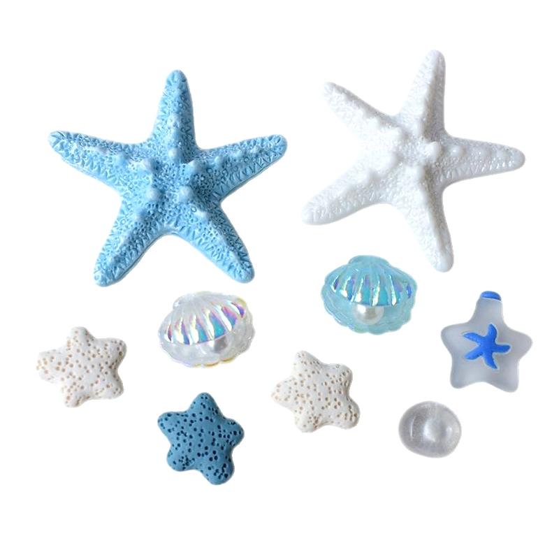 1Set Sea Shell Hole Punch Shoe Charms Diy Ocean Lava Rock & Starfish Shoe Clips For Summer Sandals & Slippers Decorations