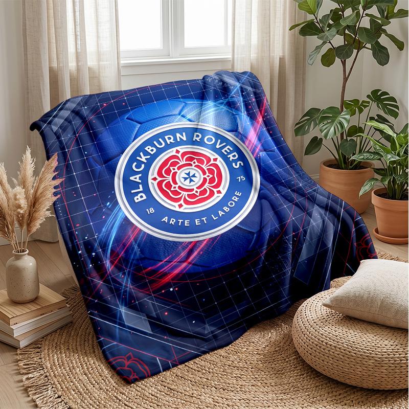 Blackburn Rovers Football Print Flannel Blanket, Soft Warm Lightweight Throw Blanket for Sofa Bed Camping