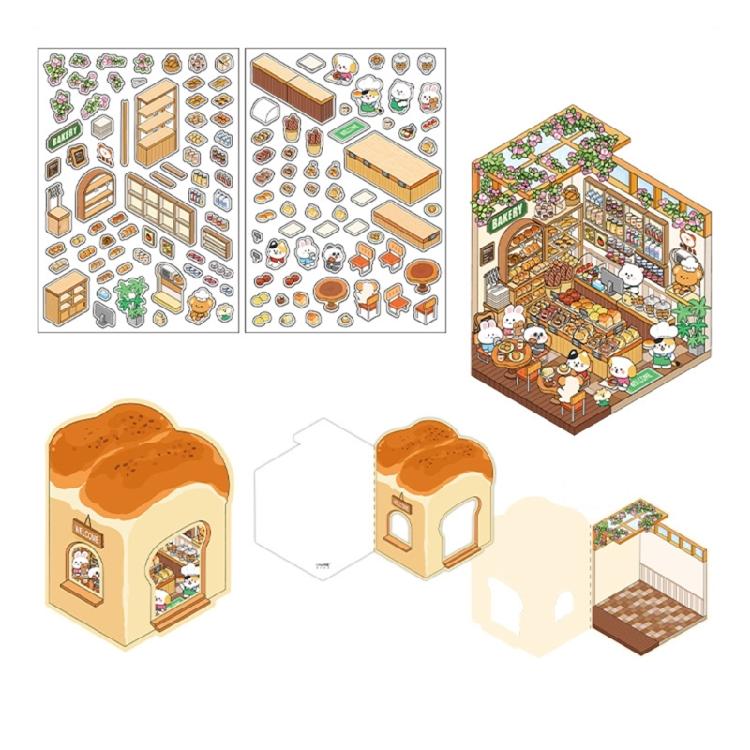 DIY Scene Make Sticker Cartoon Baking Shop Landscape Sticker Aesthetic Sticker 2.5D Scene Sticker