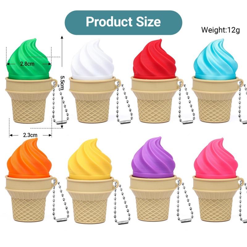 Ice Cream Clicker Fidget Toy Keychain with Mechanical Switch Sensory Backpack Charm Stress Relief Gift Satisfying Click Sound
