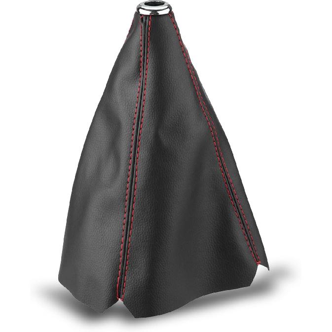 Shifter Boot Universal, PU Leather Shift Boot Retainer Stick Shift Sleeve Gear Shifter Boot Gear Gaiter Cover Black Bright Red Stitch