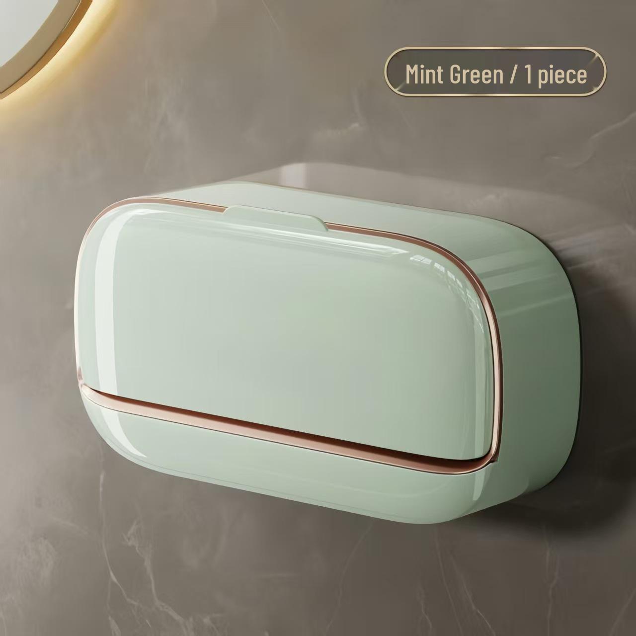Punch-Free Wall-Mounted Double Compartment Soap Dish for Home Bathroom