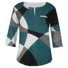 Women's Fashionable Casual Three Quarter Sleeve Printed V Neck Pullover 4/3 Sleeve Top