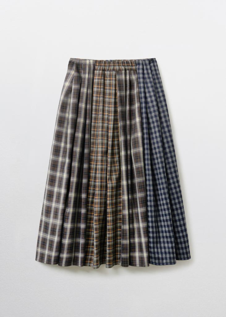 Pibeuseupibeuseu Mix Check Maxi Skirt / Navy