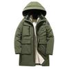 Men's Plus Size Hooded Winter Jacket - Thick, Plush, Water/Wind/Cold-Resistant, Mid-Length for Larger Sizes