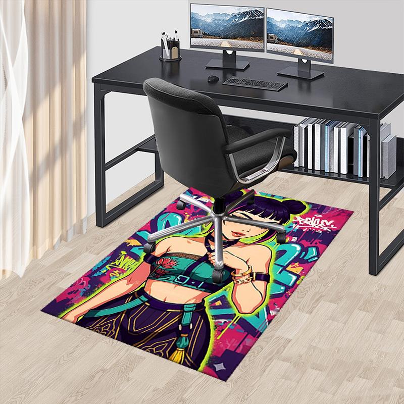 

1pc Anime Cartoon Design Lotus Flower Print Office Chair Mat - Non-Slip Carpet for Home Decor, Gaming Room, Seasonal Gift.O028 60cm by 90cm