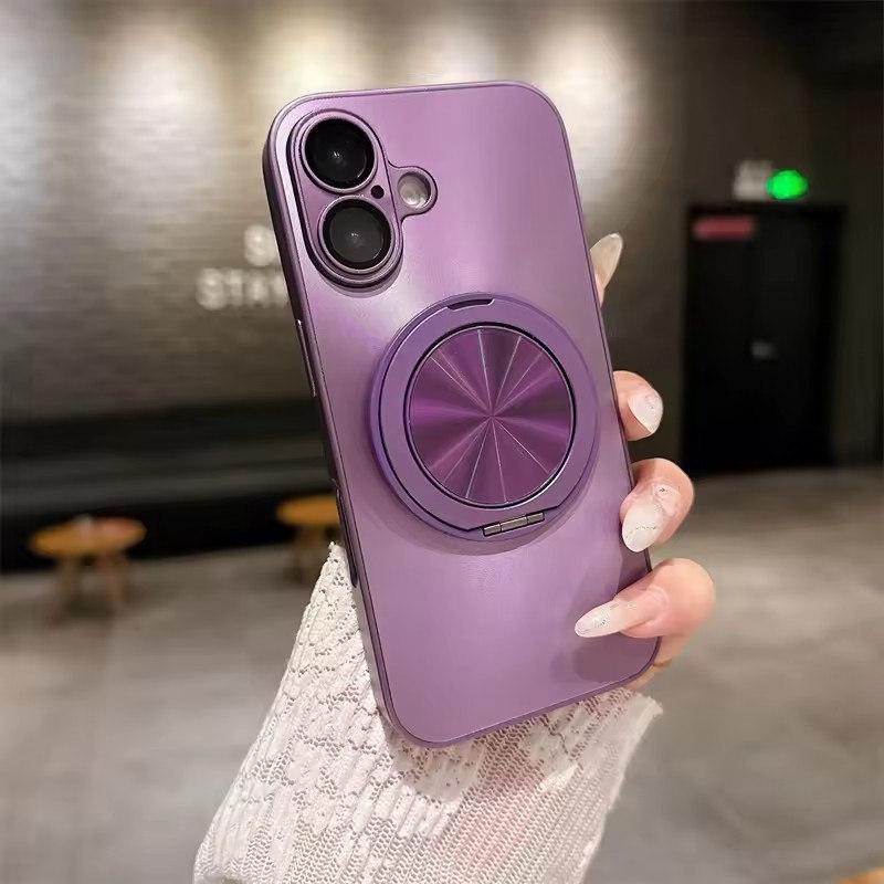 

Чехол-держатель Magsafe Ring Holder с вращением на 360 градусов для iPhone 16 Pro Max 16 Plus 15 Pro 14 13 12 11 Чехлы с матовой пленкой для линз iPhone 16 фиолетовый