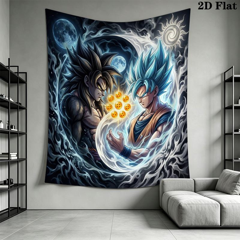 Dragon Ball Fusion Wall Tapestry Aesthetic Wall Hanging Printed Fabric Blanket Decorative Tapestries For Bedroom Living Room Home Decor