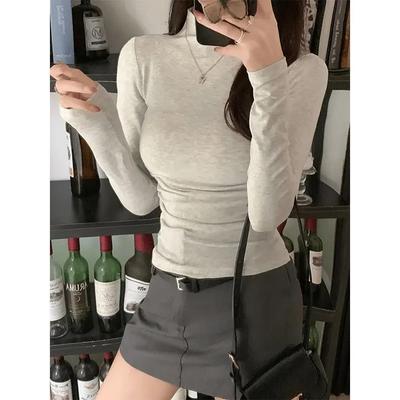 Πλισέ εφαρμοστό μπλουζάκι ζιβάγκο μακρυμάνικο για φθινόπωρο και χειμώνα