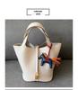 2025 Minimalist Veggie Basket Bag: Lychee Grain Cowhide, Fashionable & Spacious Handbag