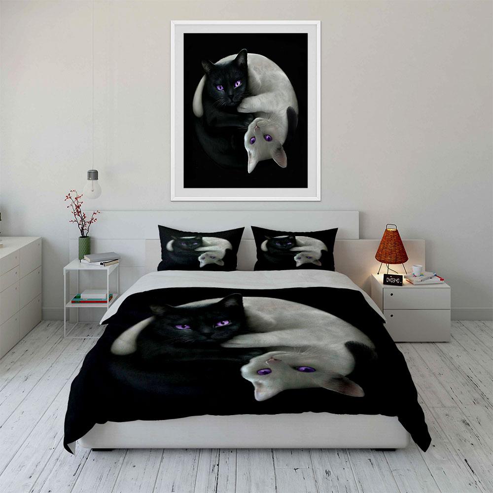 Black and White Cats Bedding Set Bedding Duvet Cover Set Duvet Cover Pillowcases (1 * Duvet Cover 2 * Pillowcases, without duvet insert)