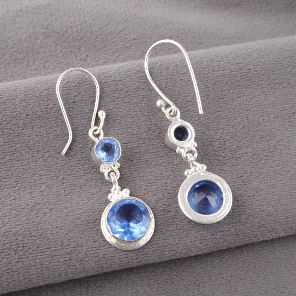 Tanzanite Gemstone Earrings 925 Fine Silver Handmade Jewelry Gift For Girlfriend EE-160-7
