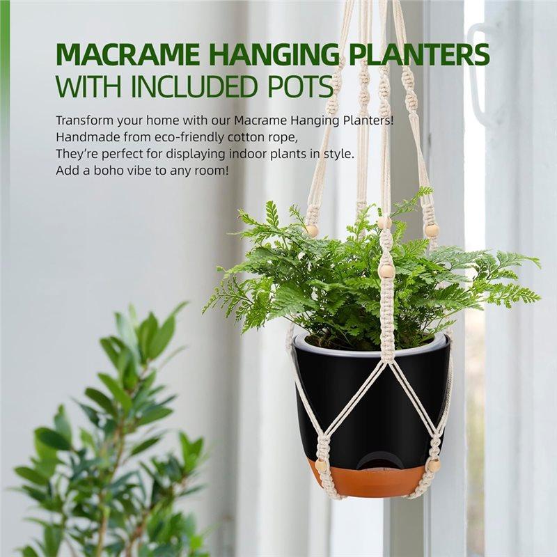 2025 Trend Self-Watering Hanging Planter 2-Pack, 34-Inch Macrame Hanger Plant Pot For Indoor& Outdoor With Drainage