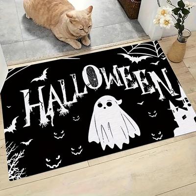 1PC Halloween Ghost Bats Kitchen Rug Non-Slip Door Mat Pop Design Bathroom Rug Bath Mat Carpet for Home Sink Laundry Decor