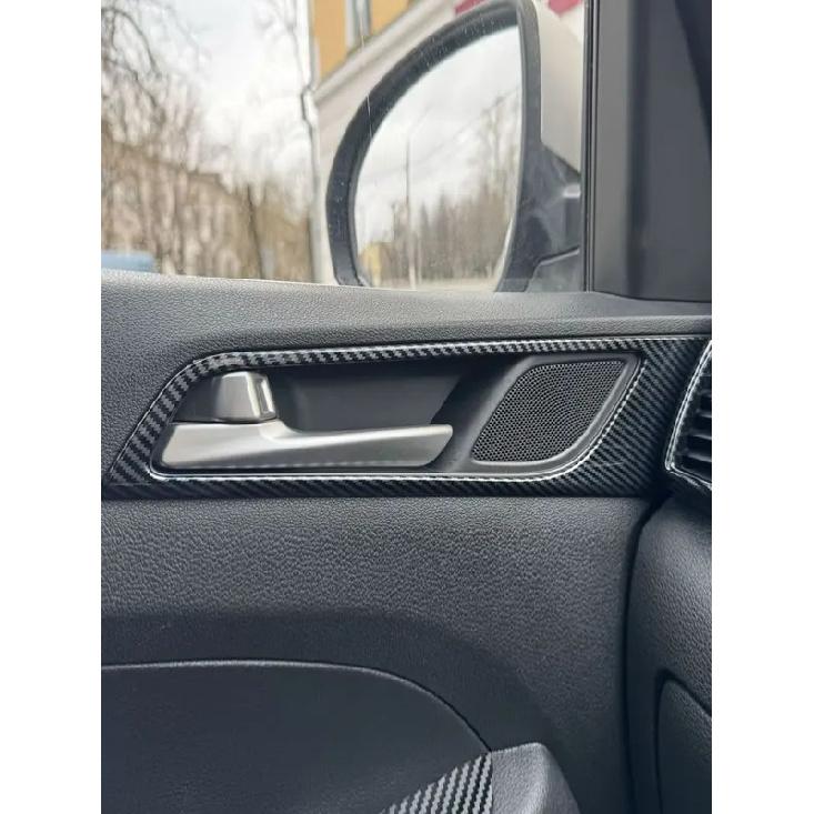 For Hyundai Tucson 2015 2016 2017 2018  Accessories Car ABS Interior 4pcs Carbon Fiber Texture Door Bowl Frame Trim