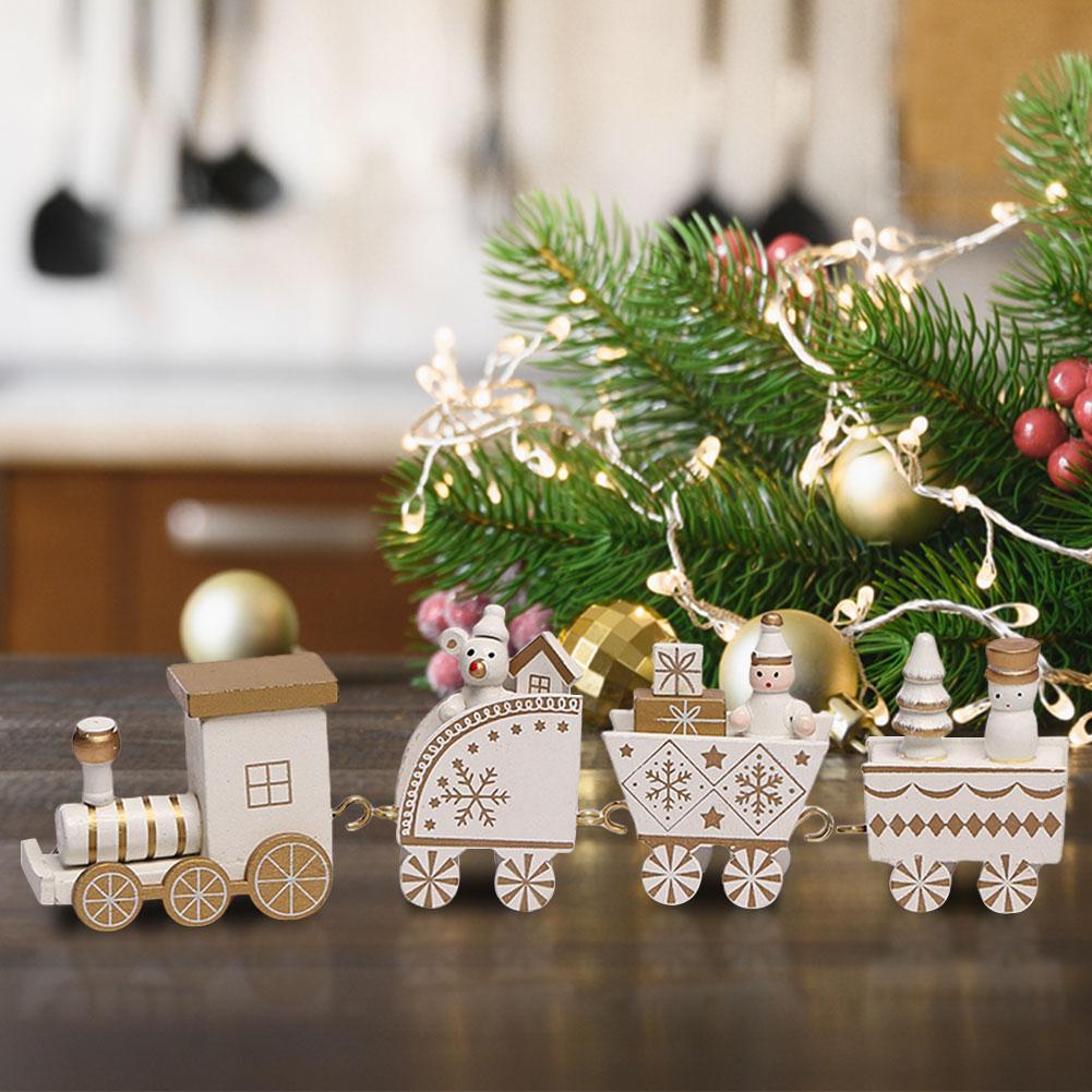 Wooden Christmas Small Train Xmas Table Top Ornament Cute Mini Train Ornaments Xmas Ornaments Christmas Decorations Kids Gift