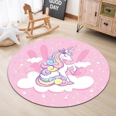 Unicorn Printed Round Carpet Cute Giraffe Cartoon Animal Children's Room Round Mats Bedroom Livingroom Chair Floor Mat