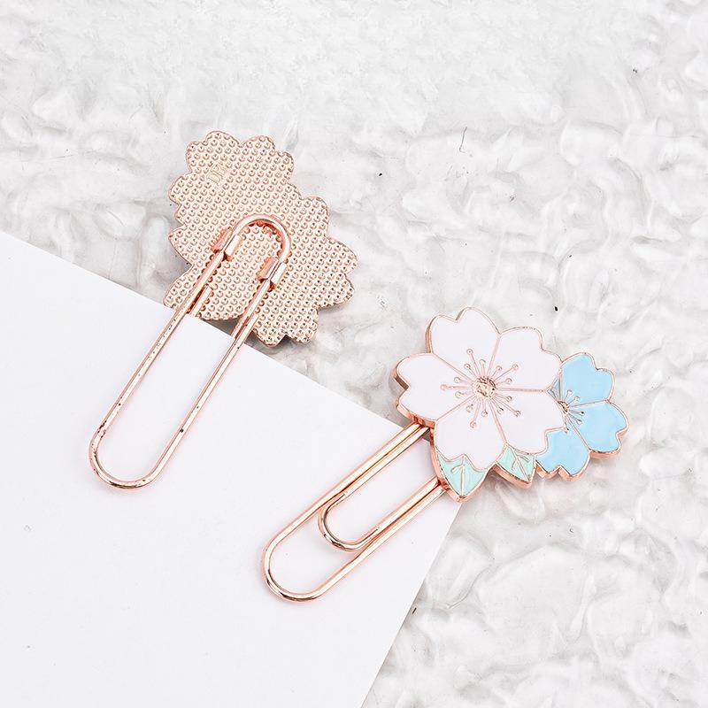 Kirschblüten Büroklammern, Schüler-Anstecknadeln, Buchhalter, Metall-Büroklammern, Dekorative Halter für Schülernotizbücher