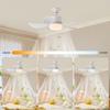Chandelier Ceiling Fan E27 Base 3 Colors Dimmable Indoor Ceiling Fan Light 17.7 Inch Small Ceiling Fan Light for Kitchen Bedroom