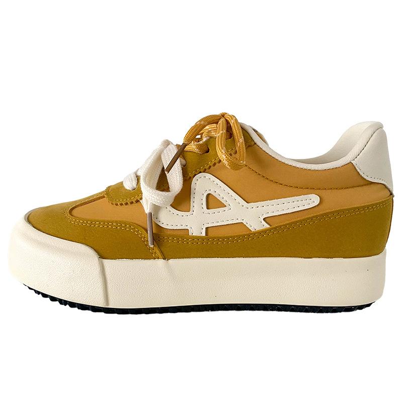 

6641 latex insole/inner height increase of 3 cm thick baseplate shoes women s shoes round head white shoes 2025 new German training shoes 35