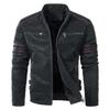 Jaqueta masculina de couro PU de outono e inverno para motocicleta