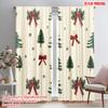 2pcs,2D Plane Printing Curtain Popular Christmas Trees Bows Holiday_a (2) Versatile Durable Polyester (without Rod) Art Deco