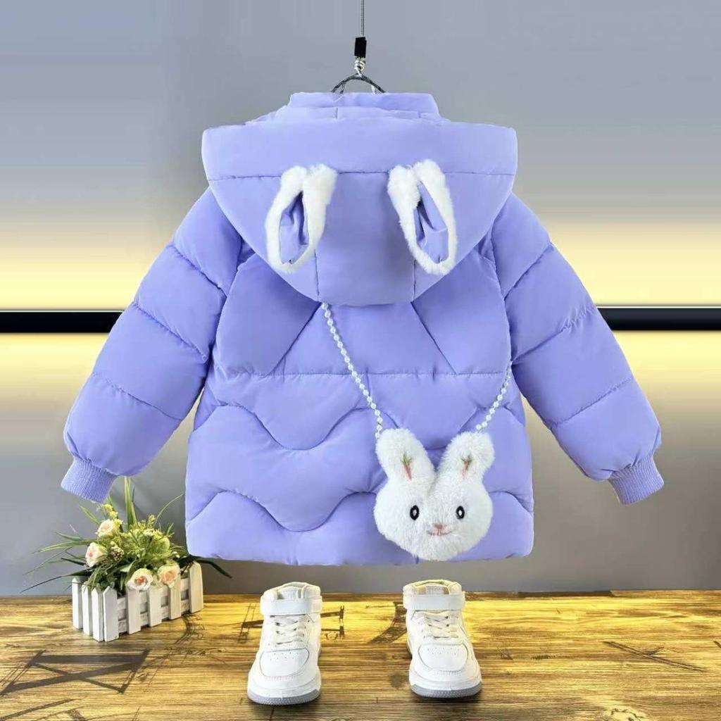 Girls' Cotton-padded Jacket, No-wash, Fleece and Thickened Cotton-padded Jacket, Cute and Warm Coat for Children