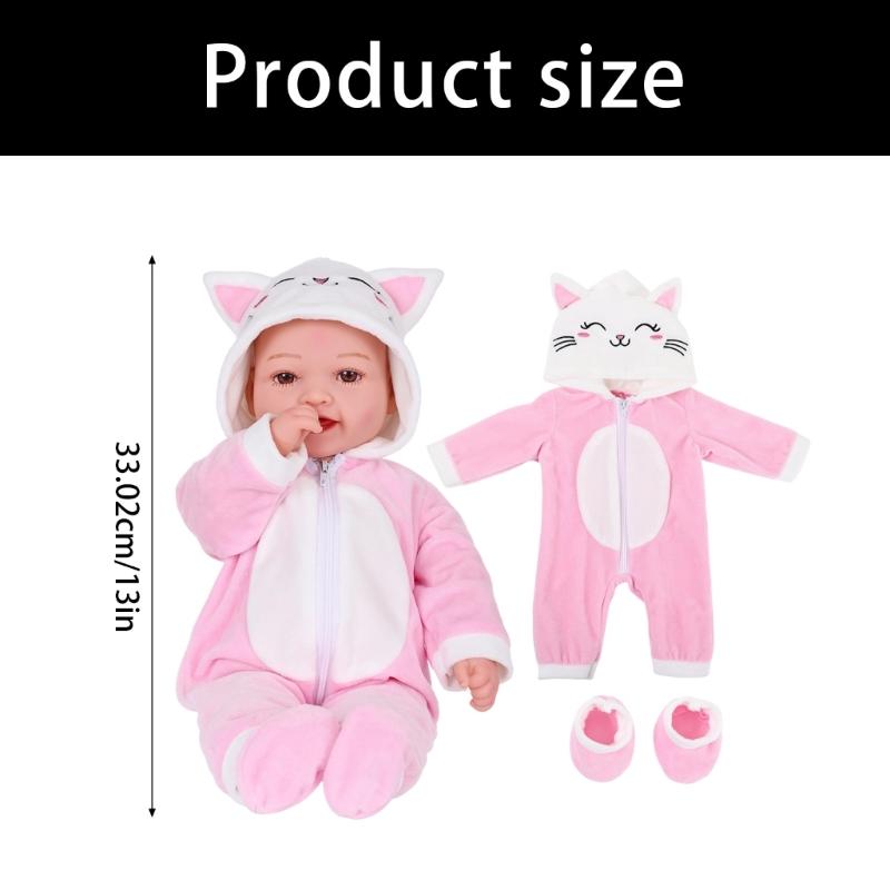 Animal Theme Costume Outfit For 43CM Reborns Doll Machine Washable Doll Clothing Easy To Change for Kids Pretend Play