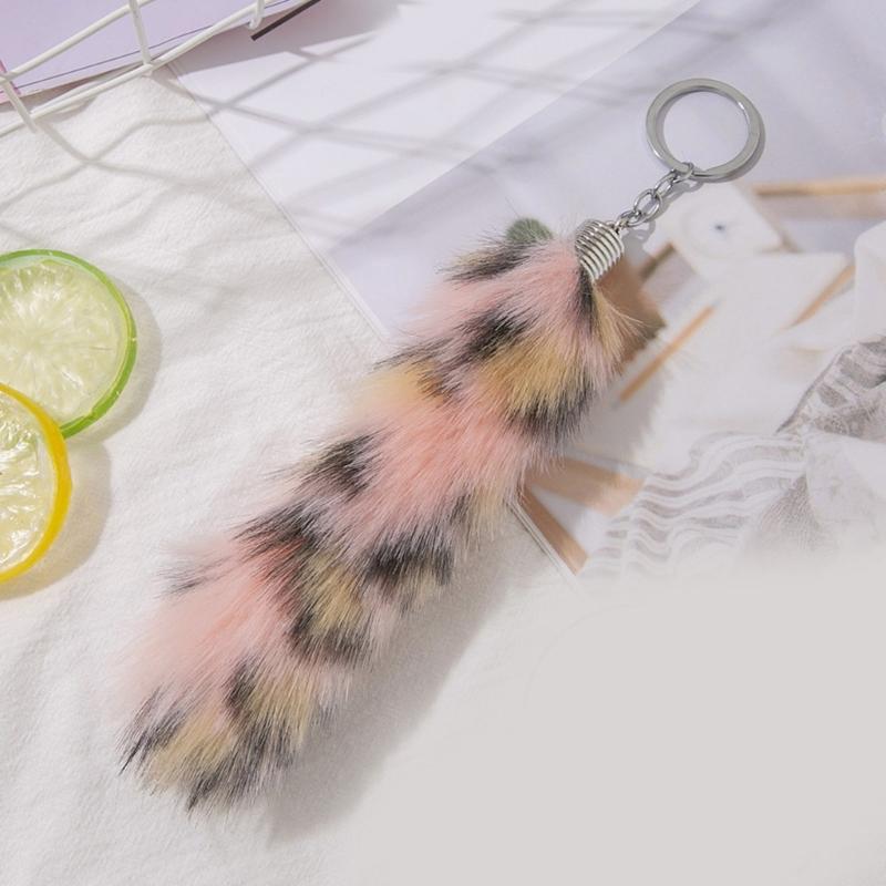 5.9Inch Long Tail Keychain for Key Holder Plush Tail Charm Key Holder Keyring Pendant Decorations Purse Bag Charm