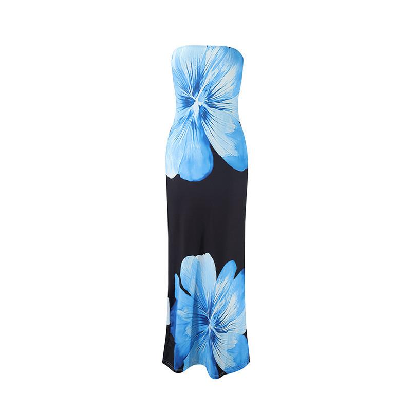 Summer Boho Floral Maxi Dress With Milk Silk Fabric For Vacation And Casual Wear