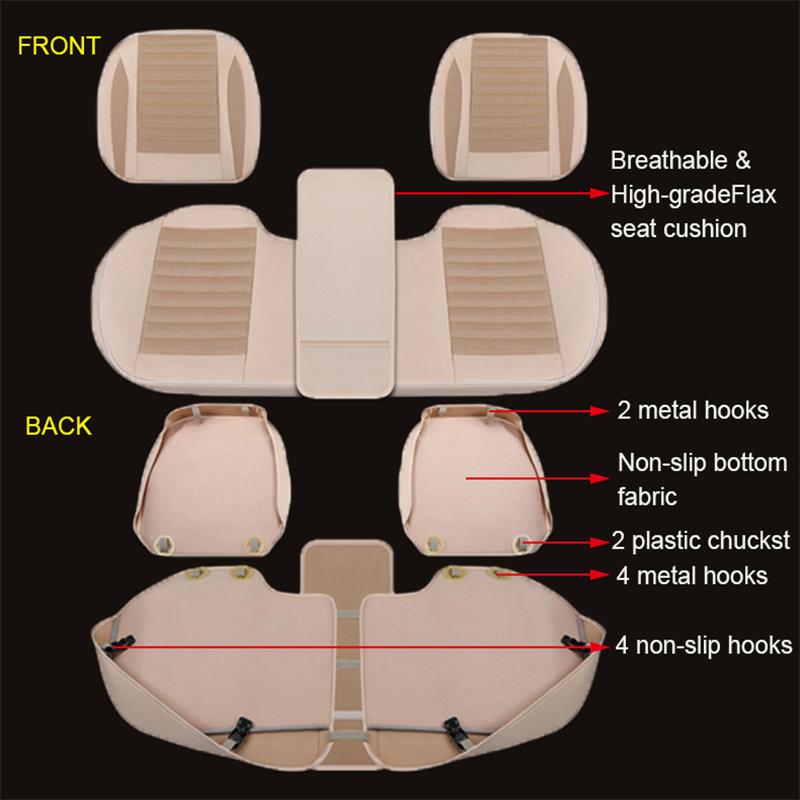 Car Seat Cover,Flax Cushion Seasons Universal Breathable For Most Four-Door Sedan&SUV Ultra-Luxury Car Seat