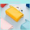 Yellow Pu Makeup Bag Stylish Urban Simple Design Large Capacity Storage Bag