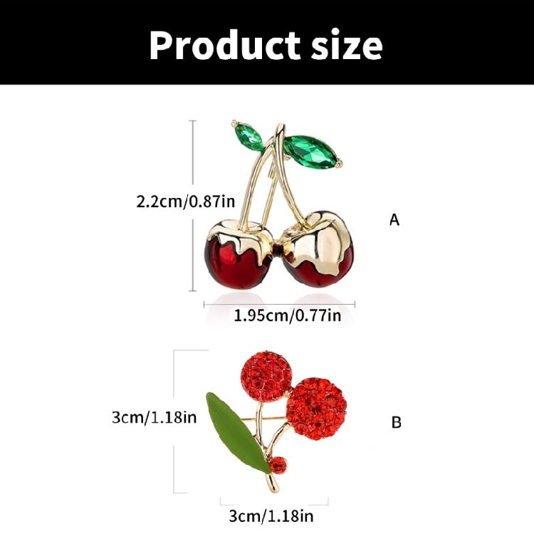 Lustrous Cherry Brooch Jewelry Accent Vibrant Green Zircon Cherry Brooch Unique Designs Badge for Clothing Decoration