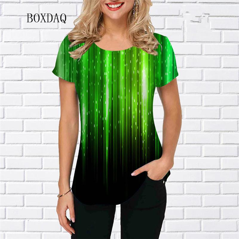 Tie-Dye Farbverlauf Damenmode Rot T-Shirts Kurzarm Rundhals Street 3D-Druck Damen T-Shirts Weiblich Locker Übergroße Oberteile