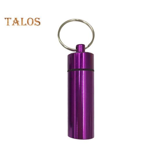 

Брелок-подвеска, водонепроницаемый алюминиевый сплав, флакон для таблеток, герметичный секретный контейнер, держатель для путешествий на открытом воздухе с петлей для подвешивания L фиолетовый