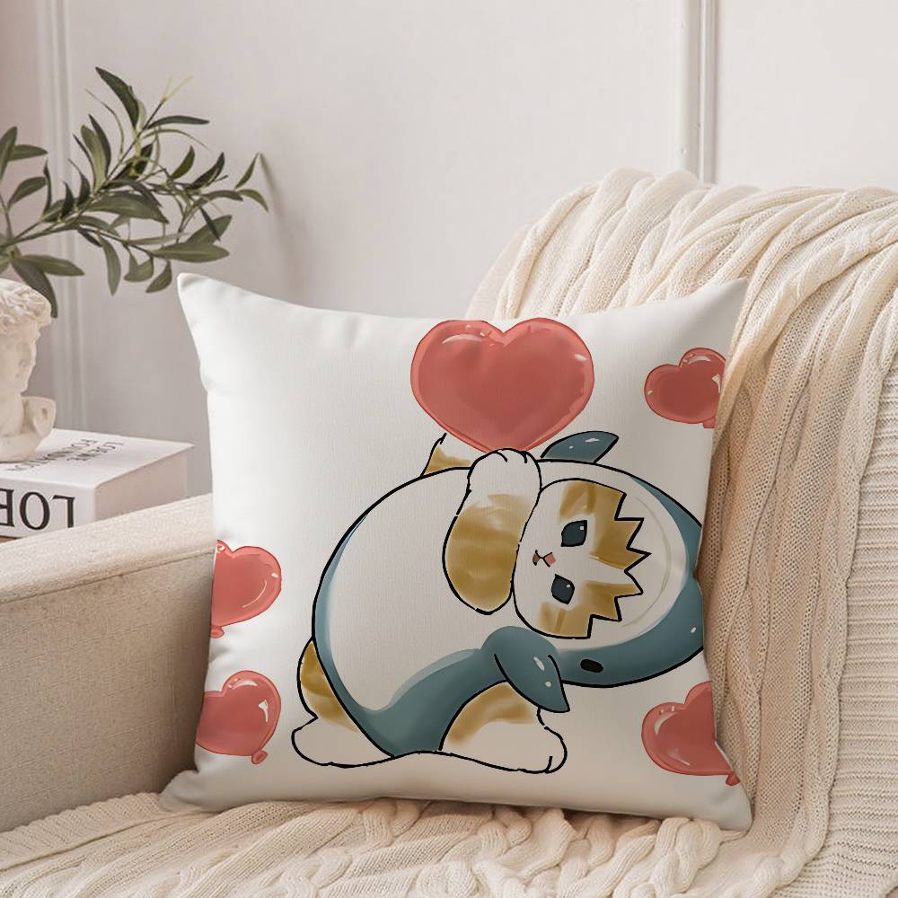 Hand Drawn Cute Cat Pillow Case Home Decor Throw For Sofa Bed Car Room Decor Gift Idea