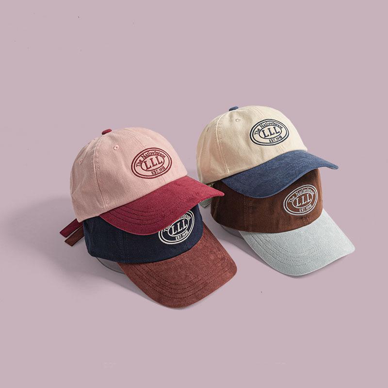 New Letter Baseball Cap Dopamine Color Blocking Embroidered Baseball Cap for Women with Versatile Face Showing Small Soft Top Baseball Cap