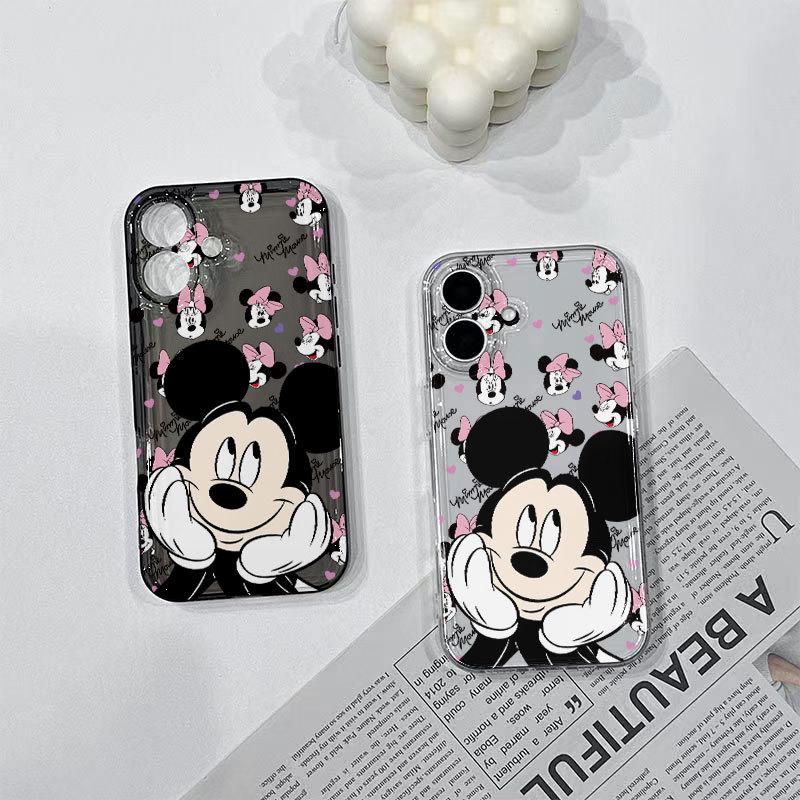 Smiling Mickey Cartoon Phone Case for iPhone 16 Pro Max, 15 Pro, 14, 13, & 17 - Transparent Cross-Border Design