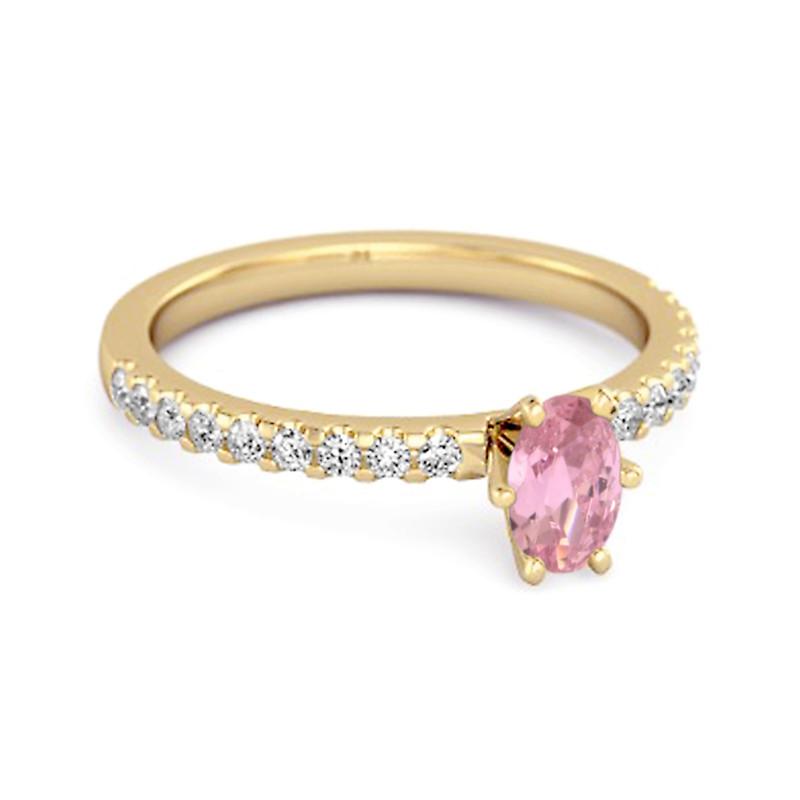 Pink CZ Oval Solitaire Women Wedding Ring  - 925 Sterling Silver Gold Vermeil