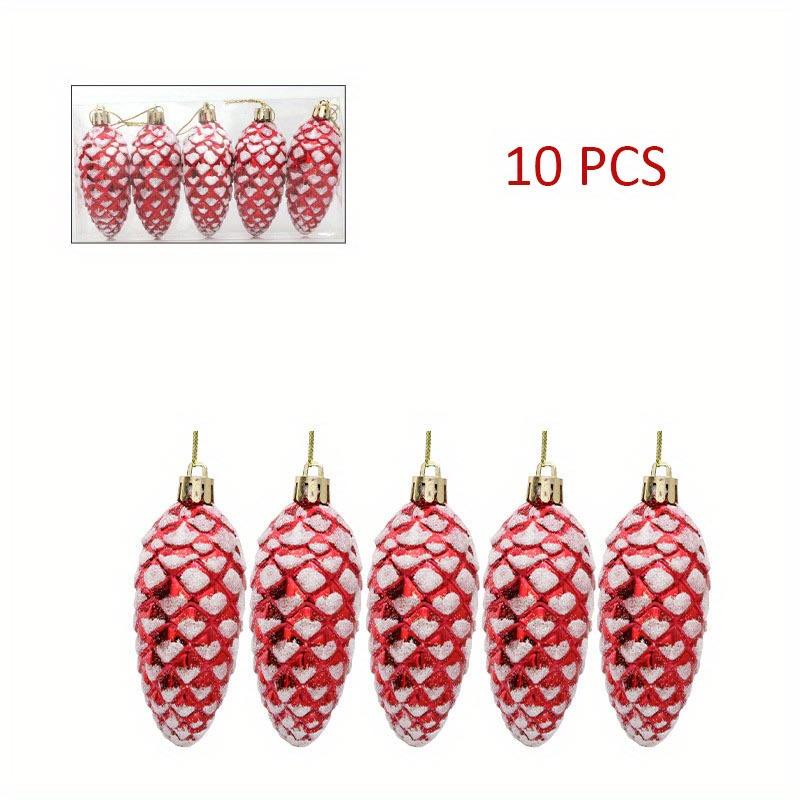 

10 шт. Рождественские украшения в виде сосновых шишек, раскрашенные пластиковые сосновые шишки, украшения для рождественской елки, подвесные сосновые шишки для DIY поделок, домашний рождественский подарок Red
