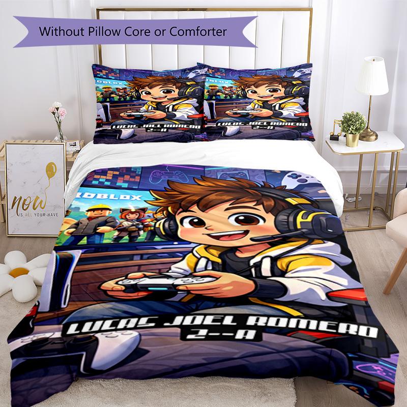 Roblox Bedding Set Breathable Duvet Cover with Pillowcases Decorative Bed Linen for Bedroom Home Decoration Birthday Gift