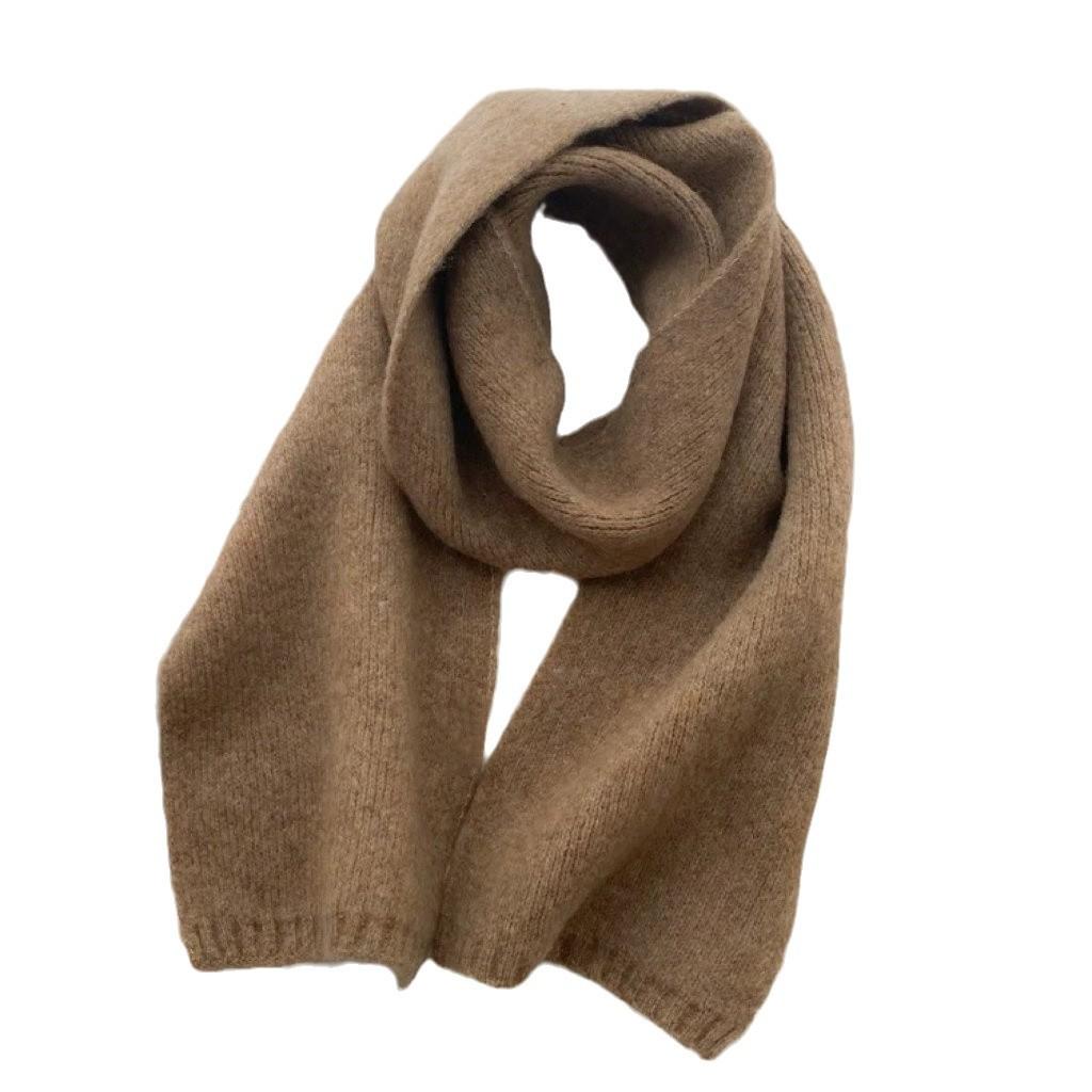 Korean Solid Knit Scarf Women Winter Aesthetic Minimalist Soft Warm Lazy Style Neck Warmer