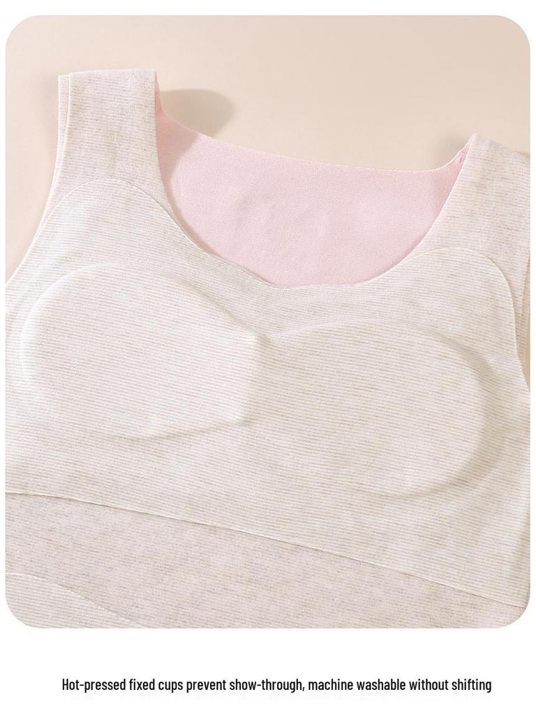 Girls' Seamless Autumn/Winter Mulberry Silk Bra Vest with Chest Pad