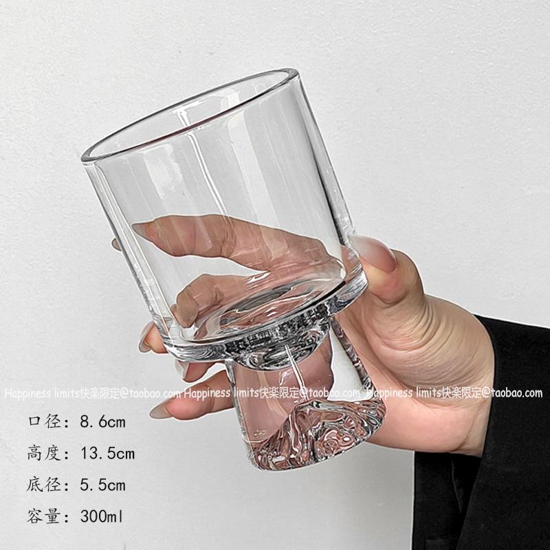 Pink Mountain Glass Cup Creative High Foot Drink Cup Coffee Cup Sweet Cone Cup Wine Cup Elegant Sensation Unique Small Batch Mountain cone cup [transp