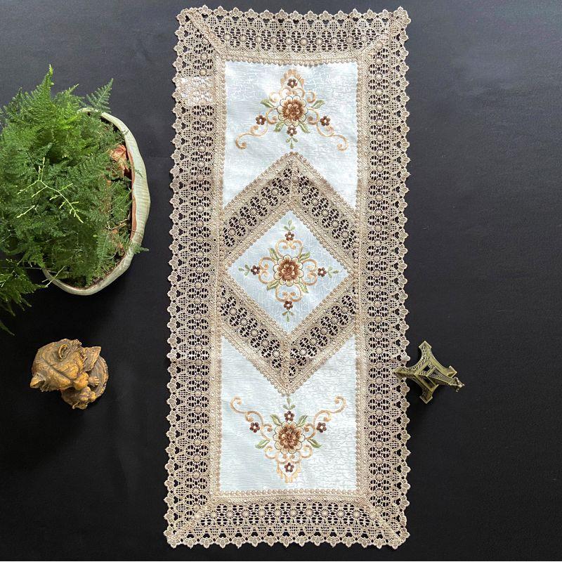 

Scandinavian Fabric Embroider Cushion Table Bedside Table Cover Cloth Internet Celebrity Bedroom Cover Cloth Simple and Modern Fabric Craft Dust Towel Light brown pattern Four 40x85cm