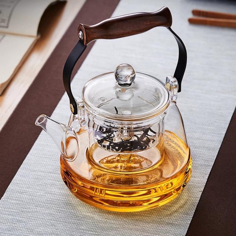 Tetera de Vidrio de 1000 ml Segura para Estufa Tetera de Vidrio de Borosilicato con Infusor para Té en Flor Té a Granel Té de Hierbas