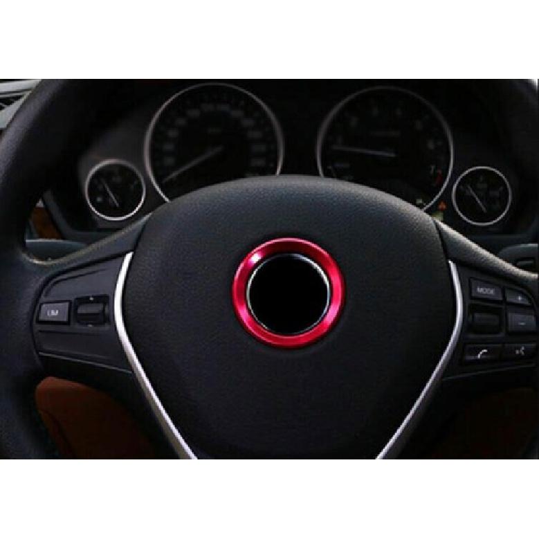 Red Aluminum Fit For BMW X1 E84 Car Steering Wheel 2010-15 Horn Ring Cover Panel