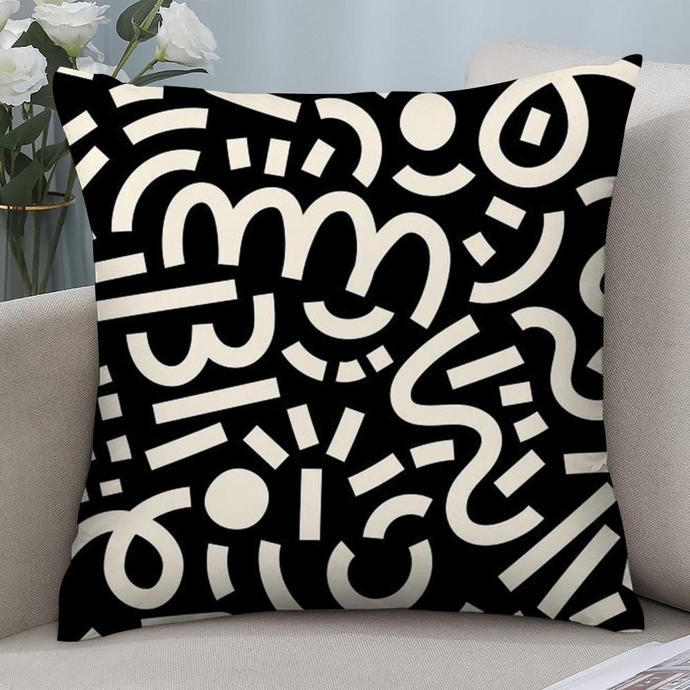 Advanced Black White Pillow Case Short Plush Sofa Decorative Gift Home Double-sided Printing Cushion