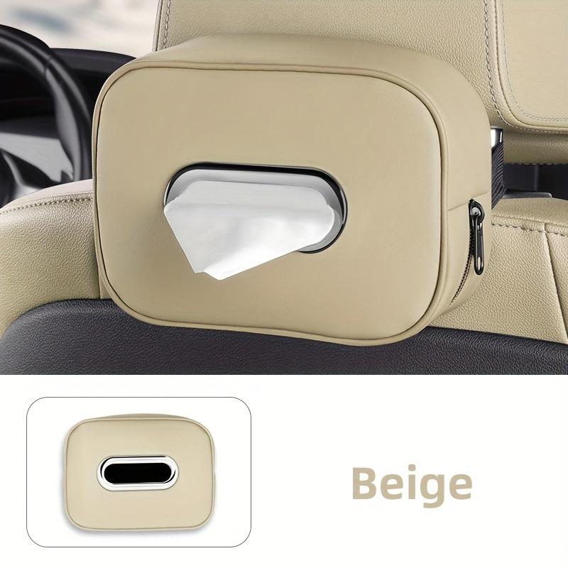 1pc PU Leather Car Tissue Box Holder, Multi-Functional Storage Organizer for Sun Visor, Seat Back, Armrest - Vehicle Interior Accessory