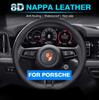 8D Nappa Leather Car Steering Wheel Cover For Porsche Cayenne Taycan Macan Panamera 718 911 Cayman Auto Accessories